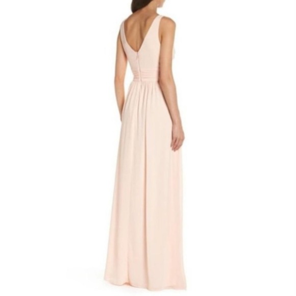 Lulu's Blush Pink Backless Flowy Maxi Bridesmaid Dress Size S - Picture 2 of 8